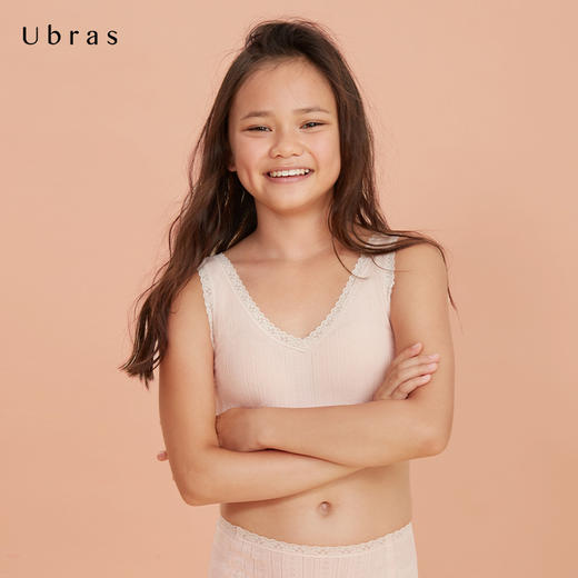 Ubras少女无尺码棉柔提花背心文胸发育期小背心女学生少女内衣 商品图0