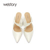 westory高跟鞋女细跟尖头一脚蹬小羊皮单鞋2021新款春W21AH52141 商品缩略图3