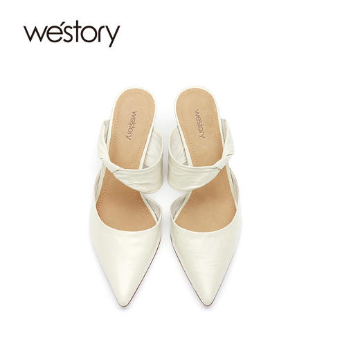 westory高跟鞋女细跟尖头一脚蹬小羊皮单鞋2021新款春W21AH52141 商品图3