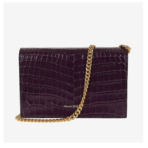Alexander McQueen 麦昆 女士单肩链条包 紫色 鳄鱼皮压纹 613088 1HBBG 5150 商品图3