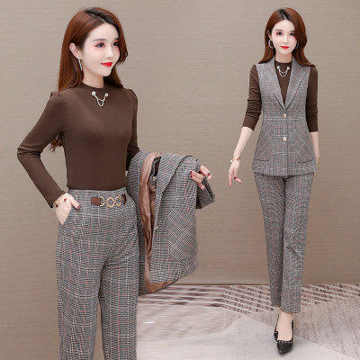 WE-OS-ONY06 格子时尚气质三件套女2021春季新款套装 商品图0