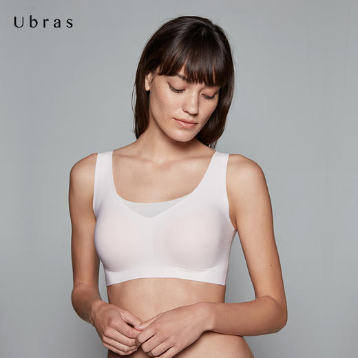 Ubras网纱拼接背心文胸后背V领内衣女无钢圈薄款透气速干胸罩 商品图1