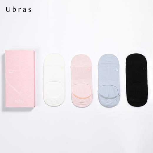 Ubras莱赛尔蚕丝隐形袜（四双装）舒适透气短袜船袜女浅口 商品图4