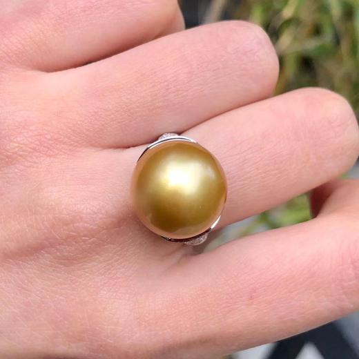 「上升」14mm南洋金珠钻石戒指 商品图2