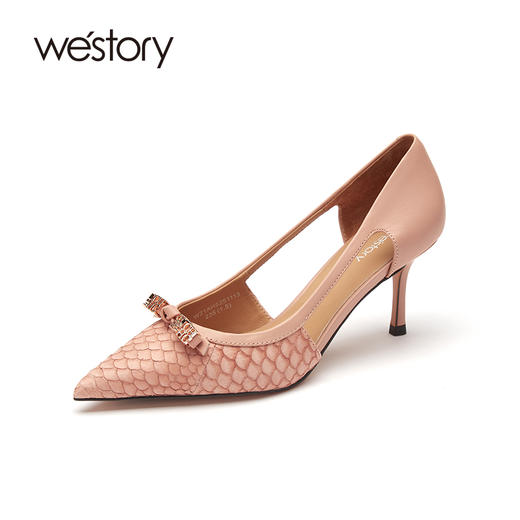 westory尖头细跟高跟鞋女新品真皮婚鞋新娘鞋52511 商品图1