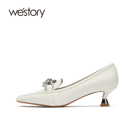 westory高跟鞋女春季链条尖头细跟婚鞋单鞋52421 商品图2