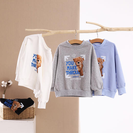 龙之涵2021年新款泰迪熊卫衣中大童男女童时尚百搭 商品图5