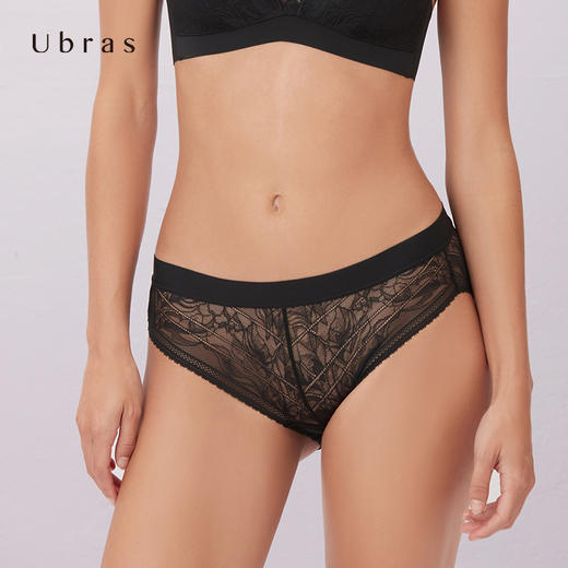 Ubras无痕蕾丝中腰内裤女舒适透气三角裤性感轻薄底裤纯棉裆秋 商品图2