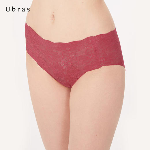 Ubras樱花蕾丝无痕内裤性感三角裤女纯棉底裆中腰透气秋内裤 商品图1