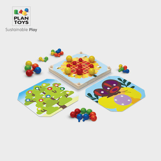 【Plan Toys】颜色分类排序数学计数早教玩具木质钉板 5399创意钉板 商品图1