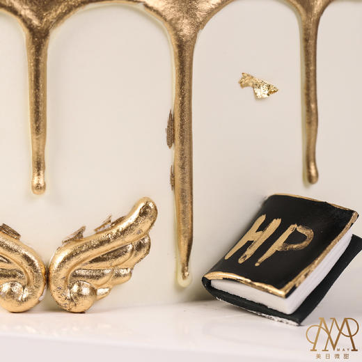 B3575“双层哈利波特学院·学霸赫敏蛋糕”白底金淋面（送孩子 女生 小朋友） 商品图6