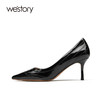 westory高跟鞋女2021年新款春季婚鞋新娘鞋细跟尖头W21AE52011 商品缩略图2