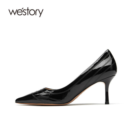 westory高跟鞋女2021年新款春季婚鞋新娘鞋细跟尖头W21AE52011 商品图2