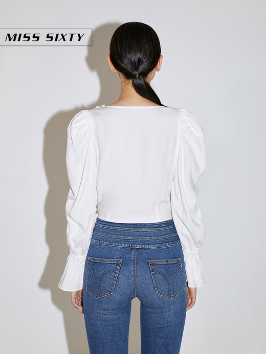 Miss Sixty2021春季新款衬衫女V领荷叶边泡泡袖上衣6N1XJ0920000 商品图1