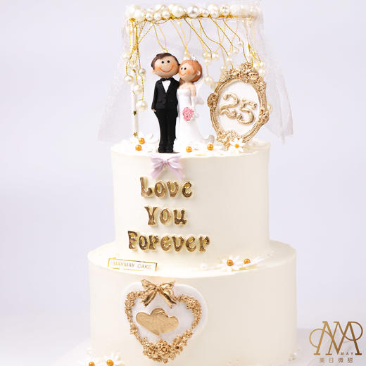 【3576】双层婚礼纪念日蛋糕白底 商品图5