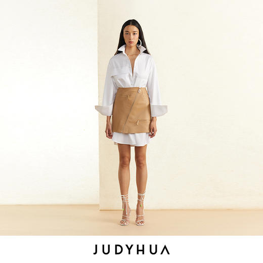 JUDYHUA 不对称口袋设计极简款白色衬衫 商品图4