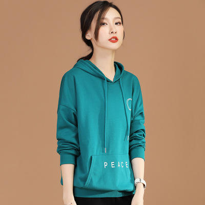 HC D8575休闲连帽套头长袖女士卫衣2021新款字母印花显瘦上衣 商品图2