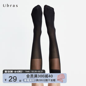 Ubras透感拼接天鹅绒及膝袜时尚透气秋新款袜子女中筒袜ins潮