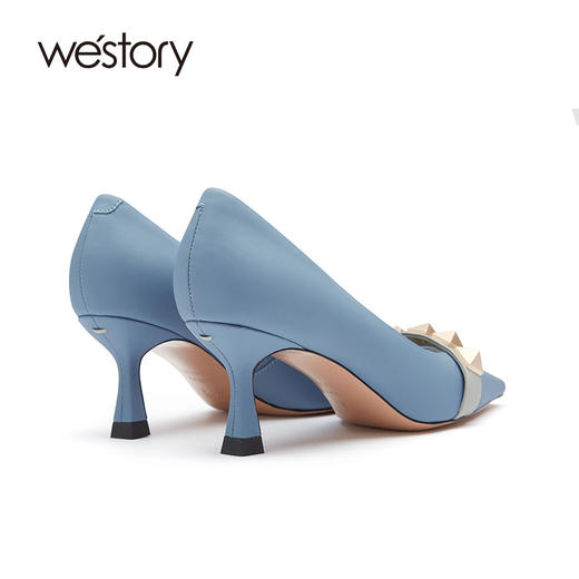 westory高跟鞋女新款尖头细跟真皮婚鞋新娘鞋52461 商品图3