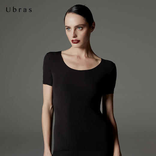 Ubras无痕时尚打底上衣修身舒适无痕家居短袖T恤女秋款莫代尔 商品图3