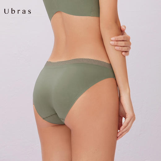 Ubras140支supima棉舒适无痕低腰三角裤不加裆透气蕾丝边内裤女 商品图1