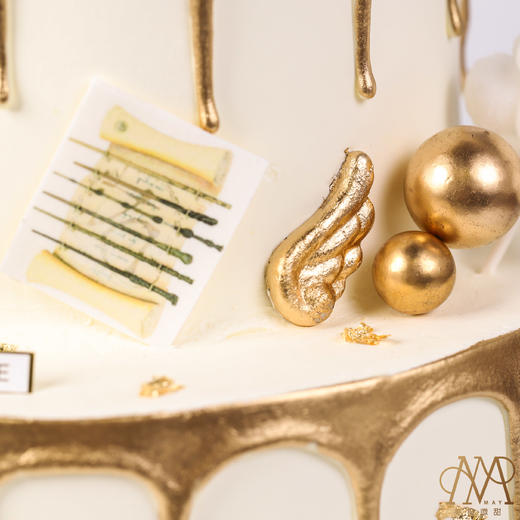 B3575“双层哈利波特学院·学霸赫敏蛋糕”白底金淋面（送孩子 女生 小朋友） 商品图3