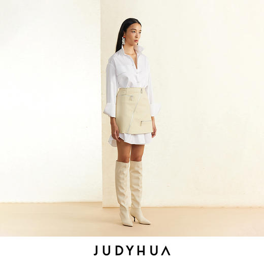 JUDYHUA 不对称口袋设计极简款白色衬衫 商品图2