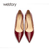westory高跟鞋女2021年新款春季婚鞋新娘鞋细跟尖头W21AE52011 商品缩略图4