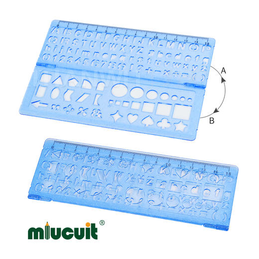 日本进口KUTSUWA-STAD学童文具系列多功能模板尺多图案直尺 商品图2
