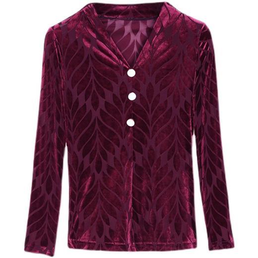 KQL-D046M820新款时尚洋气V领长袖丝绒打底衫 商品图4