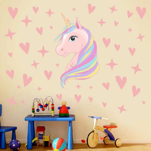 【家居饰品】*独角兽幼儿园粉色少女心INS儿童房装饰墙贴 商品图1