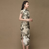 上海旗袍厂AYK-QF-200413-7雪纺印花短袖长旗袍立领修身复古连衣裙2021夏新品国潮优雅女装 商品缩略图1
