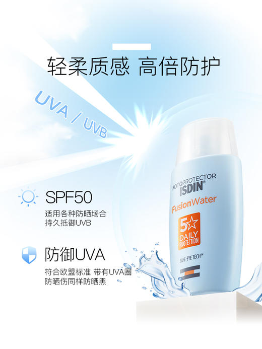 ISDIN怡思丁防水隔离防晒霜女SPF50学生军训防汗防紫外线补水保湿 商品图2
