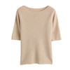 新款卷边圆领针织五分短袖针织衫 商品缩略图3