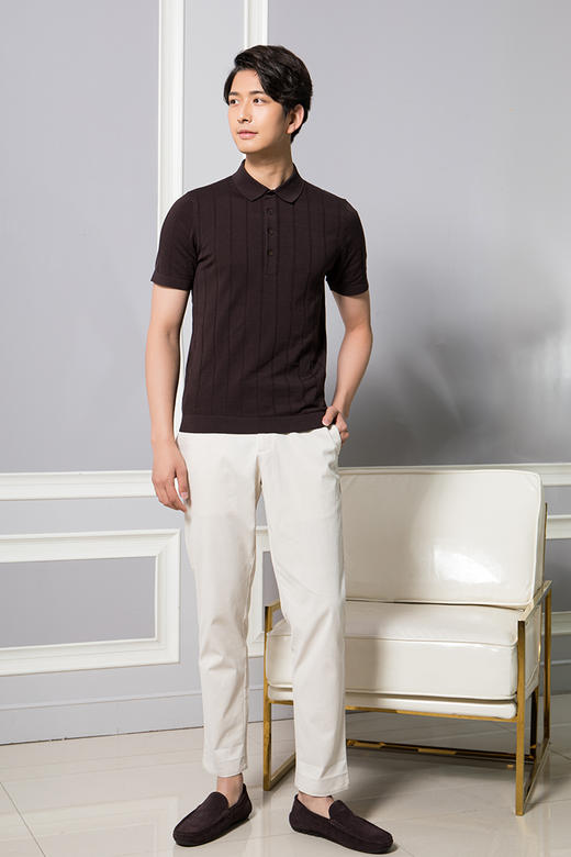 callisto提花丝绵翻领T恤  SQTSS173C 商品图1