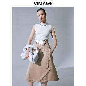 VIMAGE纬漫纪女装夏季新款时尚气质高腰不对称不规则a字半身裙V1506103