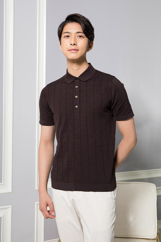 callisto提花丝绵翻领T恤  SQTSS173C 商品图0