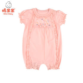 棉果果夏季女童花边短袖连体衣连身衣哈衣M222727221311