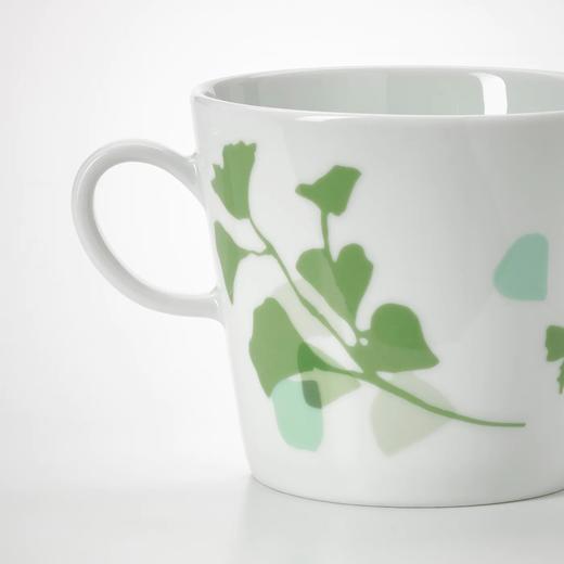 IKEA 宜家 STILENLIG 斯缇冷里 大杯 叶子图案 白色 绿色 33 厘升 商品图4