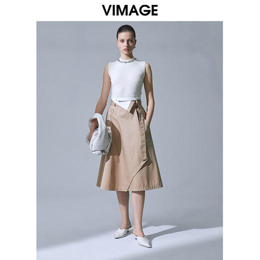 VIMAGE纬漫纪女装夏季新款时尚气质高腰不对称不规则a字半身裙V1506103 商品图1