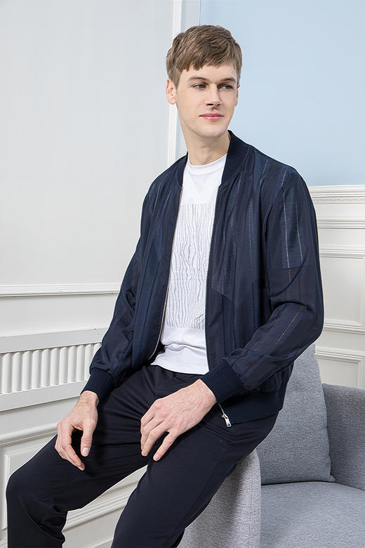 callisto藏青镂空提花轻便夹克  SQFEJ005C 商品图1