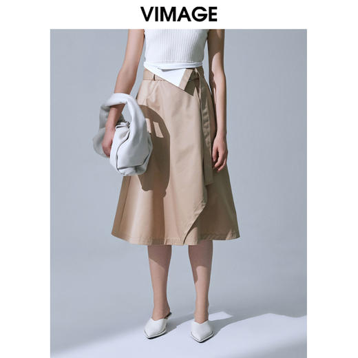 VIMAGE纬漫纪女装夏季新款时尚气质高腰不对称不规则a字半身裙V1506103 商品图2