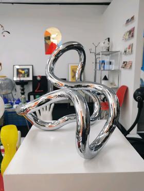 美国1980s中古原版Tangle Richard Zawitz 镜面银色博物馆雕塑最大size