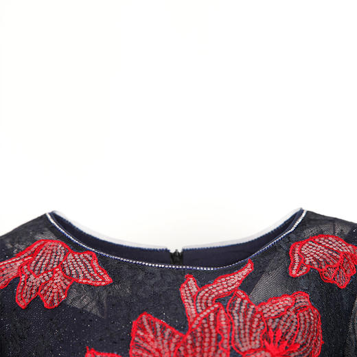 PG8A1斯尔丽2021年春季新品女人味定位亮片贴花蕾丝连衣裙 商品图2