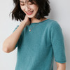 新款卷边圆领针织五分短袖针织衫 商品缩略图0