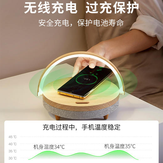 【50代金券】几光 智能感应床头灯 手机无线充电式蓝牙音响多功能 创意简约 现代台灯[福利品] 商品图4