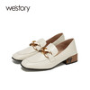 westory商场专柜同款2020秋季新品方头链条扣饰粗跟平底乐福鞋S20CM70511 商品缩略图1