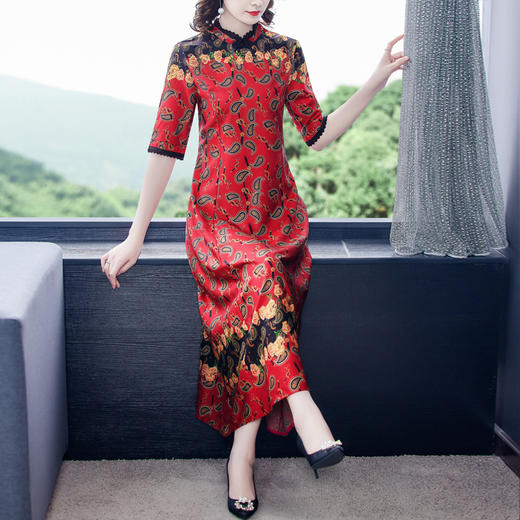 AHM  zxfs1535仿真丝改良版旗袍连衣裙【限量】 商品图3