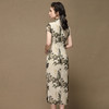 上海旗袍厂AYK-QF-200413-7雪纺印花短袖长旗袍立领修身复古连衣裙2021夏新品国潮优雅女装 商品缩略图3