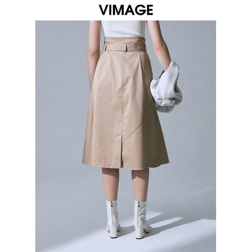 VIMAGE纬漫纪女装夏季新款时尚气质高腰不对称不规则a字半身裙V1506103 商品图4